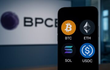 フランスの銀行BPCEアプリに表示されたビットコインやイーサリアムなどの仮想通貨取引画面のイメージ