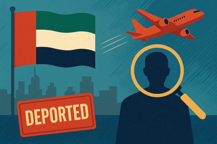 UAEからロシアへ国外追放されたフィニコ創設者を象徴的に描いた抽象イラスト