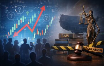 予測市場と規制の関係を象徴的に表現したイメージ