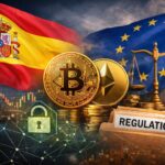 スペインとEUがMiCAとDAC8を導入し仮想通貨規制を強化するイメージ