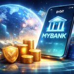 BiybitがMyBankを通じて銀行サービスに参入し、法定通貨と仮想通貨の統合を進めることを表現したイメージ画像