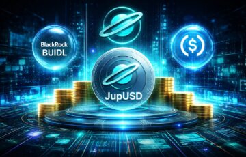 ジュピターがローンチしたステーブルコインJupUSDとブラックロックのBUIDL、USDC準備金をイメージしたビジュアル