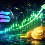 Pumpfunの投資部門設立とPUMP価格上昇を象徴する、Solanaロゴと上昇チャートを示したデジタルアート