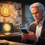 ジェフリー・エプスタインとビットコイン開発者との接点を象徴的に描いたイラスト