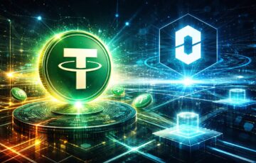 TetherとLayerZeroのロゴを背景に、USDTのクロスチェーン展開と相互運用性強化をイメージしたビジュアル