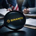 米上院によるバイナンスのイラン・ロシア関連取引疑惑調査を象徴するイメージ。書類を確認する調査担当者とバイナンスのロゴ。