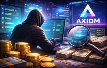 Axiomの内部情報利用疑惑とPolymarketでの巨額利益をイメージしたデジタルイラスト。ウォレット追跡や仮想通貨取引の調査を象徴するビジュアル。