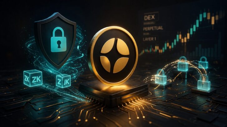 Aster Chainのプライバシー機能を象徴する未来的なブロックチェーンイメージ