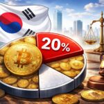 韓国が仮想通貨取引所の主要株主の保有比率を20%に制限する規制を示すイメージ