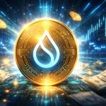 SuiブロックチェーンのネイティブステーブルコインUSDsuiを象徴するデジタルコインと金融データのイメージ