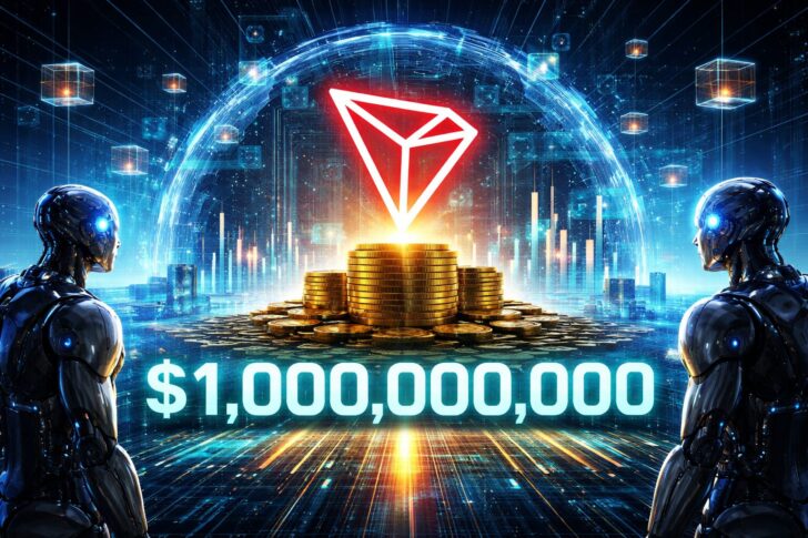 TRONのAIファンド拡大とエージェント経済の成長を表現したビジュアル