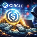 CircleとUSDCを象徴するコインとハッカーのイメージ、仮想通貨の不正資金と凍結対応の遅れを表現