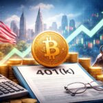 米国の401(k)退職年金制度に仮想通貨が組み込まれる動きを表現したイメージ