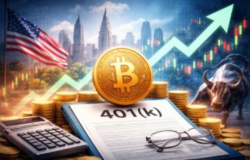 米国の401(k)退職年金制度に仮想通貨が組み込まれる動きを表現したイメージ