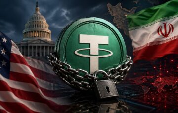 米国による制裁でロックされたUSDTとイラン情勢を象徴するビジュアル