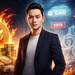 ジャスティン・サン氏とWLFIトークン、DAOガバナンス対立と資産凍結問題を象徴するイメージ