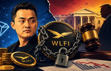 ジャスティン・サン氏とWLFIトークン凍結を巡る訴訟を表現したイラスト