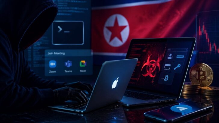 ラザルスグループによるmacOSマルウェア攻撃をイメージしたハッキングシーン