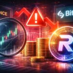 RAVEトークンの価格急騰と急落、市場操作疑惑と取引所調査を示すイメージ