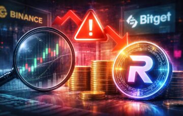 RAVEトークンの価格急騰と急落、市場操作疑惑と取引所調査を示すイメージ