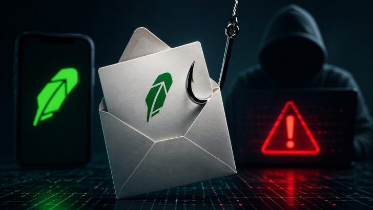 ロビンフッドを装ったフィッシングメール詐欺をイメージしたセキュリティ警告ビジュアル