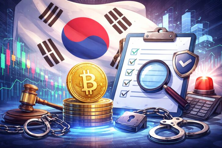 韓国の仮想通貨監査強化とBithumb問題をイメージしたビジュアル