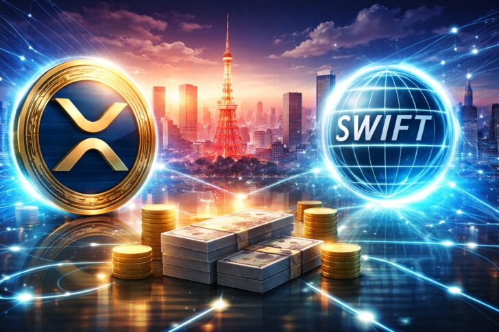 XRPとSWIFTの国際送金を比較しコスト削減と高速決済を示すイメージ