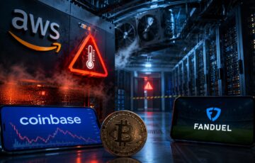 AWSのデータセンター障害によるCoinbaseなどへの影響を表現したイメージ画像