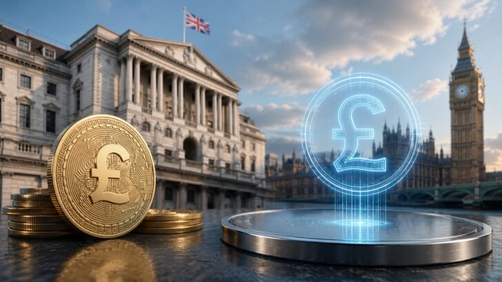 イングランド銀行とポンド建てステーブルコインをイメージした金融規制のアイキャッチ