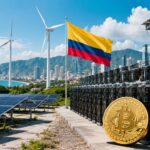 コロンビアの再生可能エネルギーとビットコイン採掘施設をイメージしたアイキャッチ