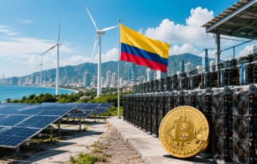 コロンビアの再生可能エネルギーとビットコイン採掘施設をイメージしたアイキャッチ