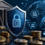 仮想通貨取引のコンプライアンス強化を示す盾や南京錠、法規制をイメージしたアイキャッチ