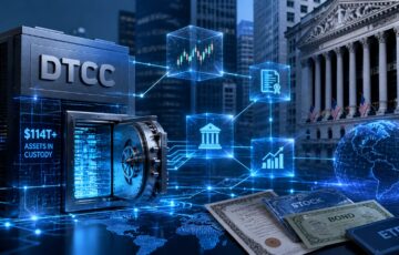 DTCCが114兆ドルの資産を対象にトークン化を進めるイメージ、証券とブロックチェーンネットワークを表現