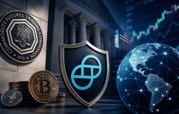 CFTCの規制と仮想通貨取引所ジェミニのデリバティブ事業拡大をイメージしたビジュアル
