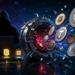 仮想通貨プロトコルのハッキングをイメージしたビジュアル。マルチチェーン環境で資金が流出する様子を表現