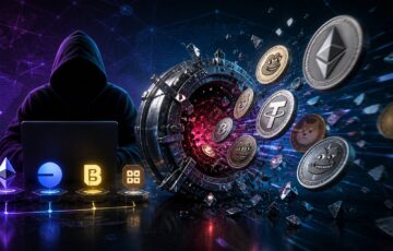 仮想通貨プロトコルのハッキングをイメージしたビジュアル。マルチチェーン環境で資金が流出する様子を表現