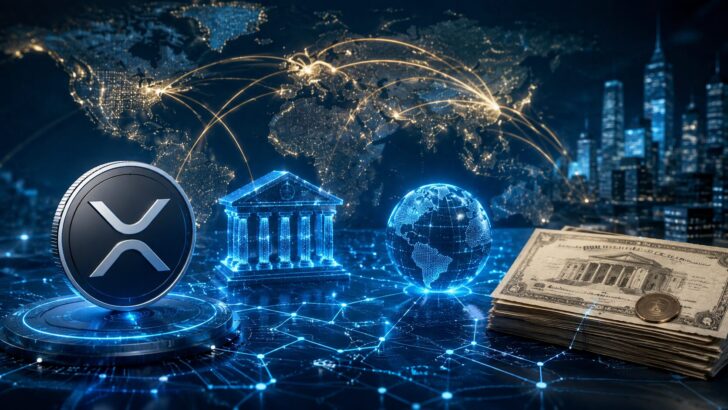 XRP Ledgerと銀行間決済システムの連携をイメージした金融ネットワーク画像