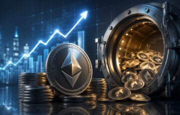 BitmineによるETH保有拡大と優先株発行計画をイメージした、イーサリアムと金庫、上昇チャートのビジュアル