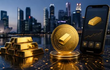 金の延べ棒、デジタルゴールドトークン、スマートフォンを組み合わせ、DBS銀行の個人向けトークン化現物金サービスを表現したイメージ画像