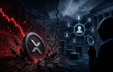 EDGEトークンの急落と市場操作疑惑を表す、崩れるコインと調査者のイメージ