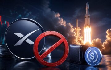 SpaceX関連のトークン化IPO商品中止を示す、ロケットとデジタル金融を組み合わせたアイキャッチ画像