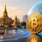 タイ中央銀行によるタイバーツ建てステーブルコインの規制整備をイメージしたアイキャッチ。タイの寺院とデジタル金融を象徴するコインが描かれている。