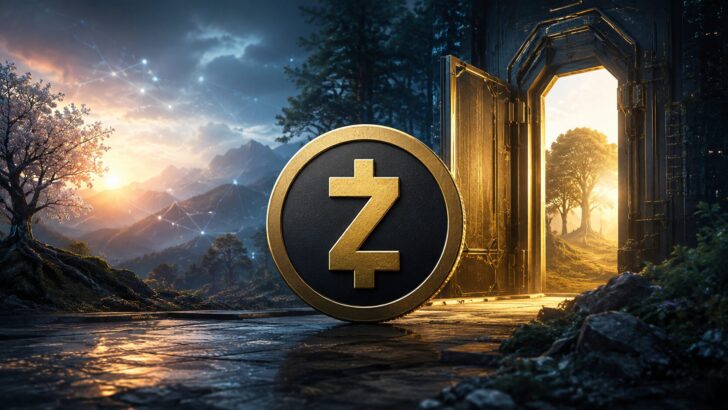 Zcashの供給検証とIronwoodアップグレードを象徴するコインと光るゲートのイメージ