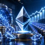 巨大なイーサリアムのシンボルと仮想通貨保管庫、上昇チャートを組み合わせたBitmineのETH財務拡大を表すアイキャッチ画像