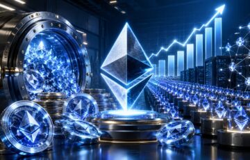 巨大なイーサリアムのシンボルと仮想通貨保管庫、上昇チャートを組み合わせたBitmineのETH財務拡大を表すアイキャッチ画像