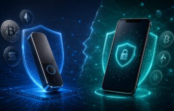 ハードウェアウォレットとスマートフォン型ウォレットの安全性を比較するイメージ