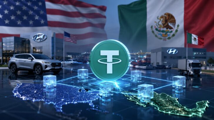 ヒュンダイが米国とメキシコ間の財務決済でUSDTを試験利用するイメージ