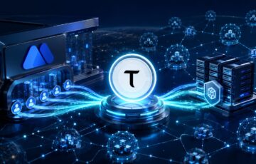MEXCとBittensorをつなぐネットワーク上にTAOトークンとバリデーター設備を描いたイメージ