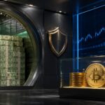 米ドル準備金を積み増す金庫と、保有を維持するビットコインを表現したイメージ