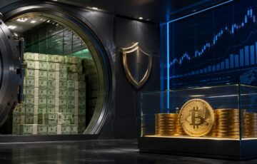 米ドル準備金を積み増す金庫と、保有を維持するビットコインを表現したイメージ